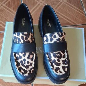 Michael Kors Black and Leopard Women's Loafers